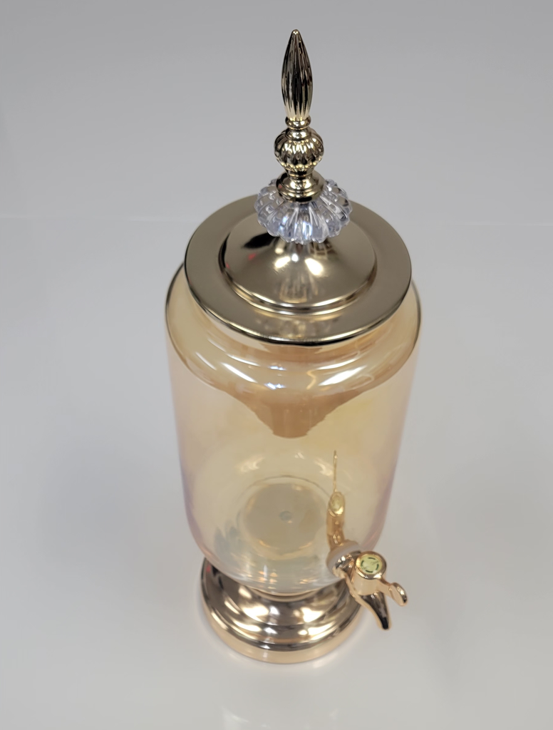 Golden Glass Drink Dispenser with Tap