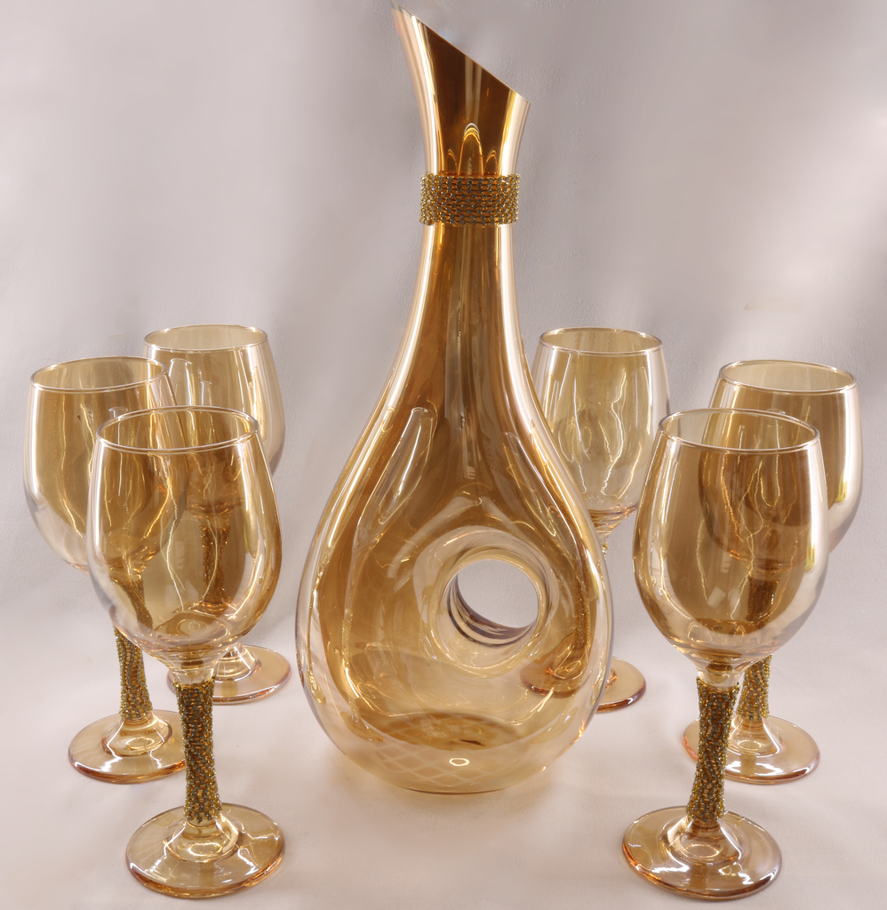 Golden Creative Glass Container Set + 6 Glasses