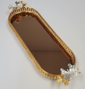 Oval Gold Metal Serving Tray large